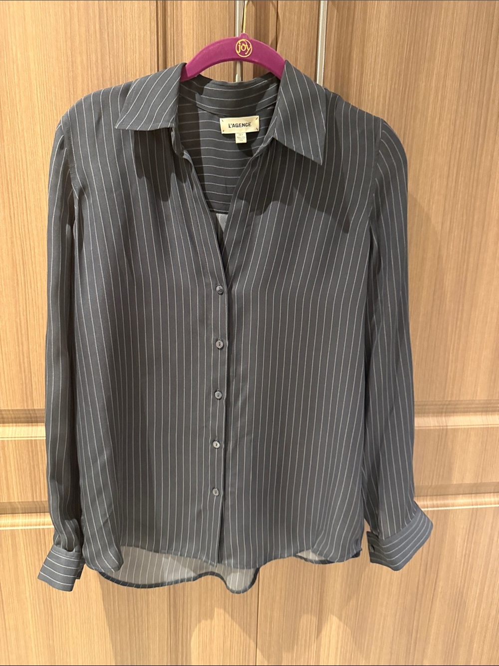 L'AGENCE Gray Pinstripe Button-Down Shirt